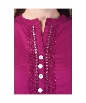 purple printed Cotton stitched kurti 3