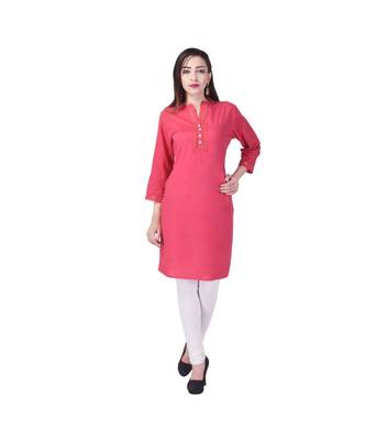 pink printed Cotton stitched kurti 1