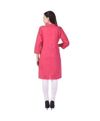 pink printed Cotton stitched kurti 2