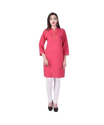 pink printed Cotton stitched kurti 3