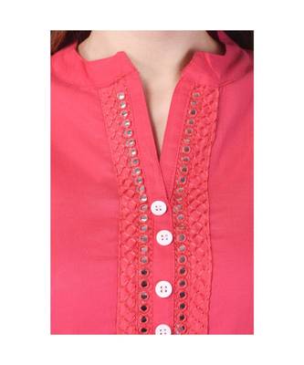 pink printed Cotton stitched kurti 5
