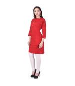 red printed Cotton stitched kurti