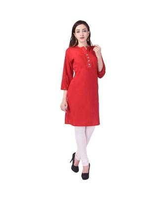 red printed Cotton stitched kurti 2