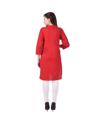red printed Cotton stitched kurti 4