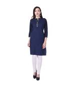 blue printed Cotton stitched kurti