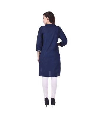 blue printed Cotton stitched kurti 2