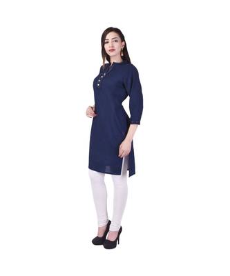 blue printed Cotton stitched kurti 4