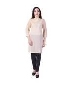 beige printed Cotton stitched kurti
