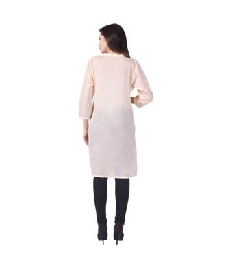 beige printed Cotton stitched kurti 2