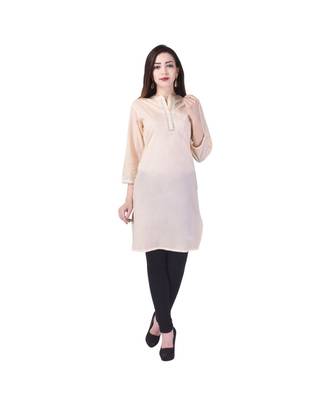 beige printed Cotton stitched kurti 3