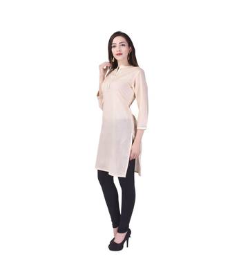 beige printed Cotton stitched kurti 4