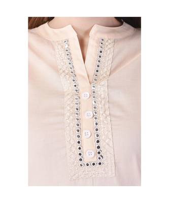 beige printed Cotton stitched kurti 5