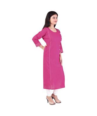 pink  printed Cotton stitched kurti 4
