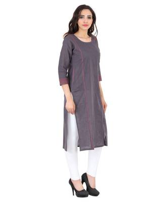 grey printed Cotton stitched kurti 1