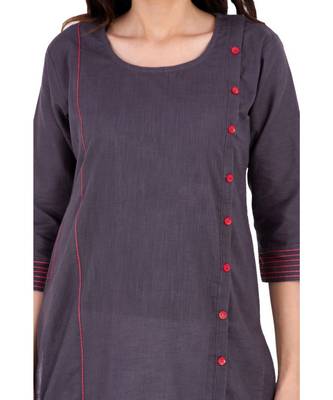 grey printed Cotton stitched kurti 2