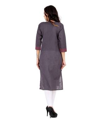 grey printed Cotton stitched kurti 3