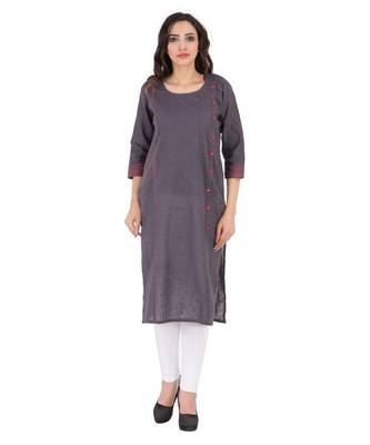 grey printed Cotton stitched kurti 4