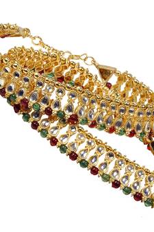 Colourful Designer Fancy Kundan Brass Payal Anklet