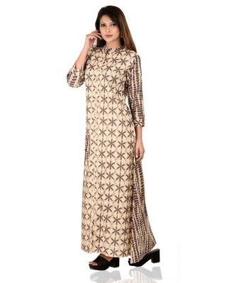 beige printed Cotton stitched kurti 3