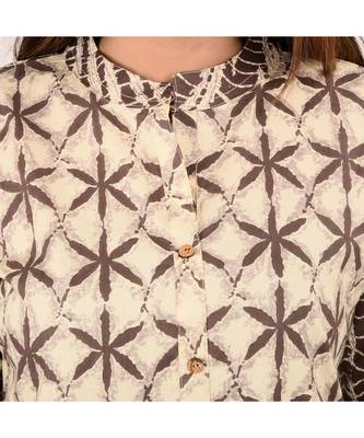beige printed Cotton stitched kurti 4