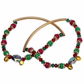 Alluring Red Green Royal Ethnic Brass Payal Anklet 1