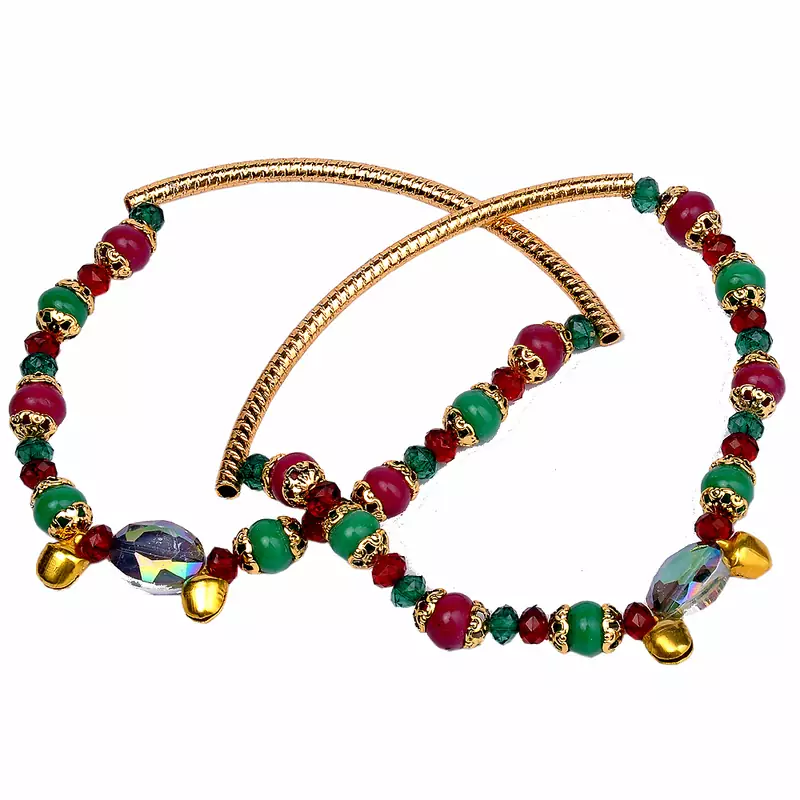 Alluring Red Green Royal Ethnic Brass Payal Anklet
