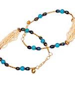 White N Blue Designer Jaipuri Brass Payal Anklet