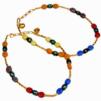 Traditional Multi-Color Ethnic Brass Payal Anklet 1