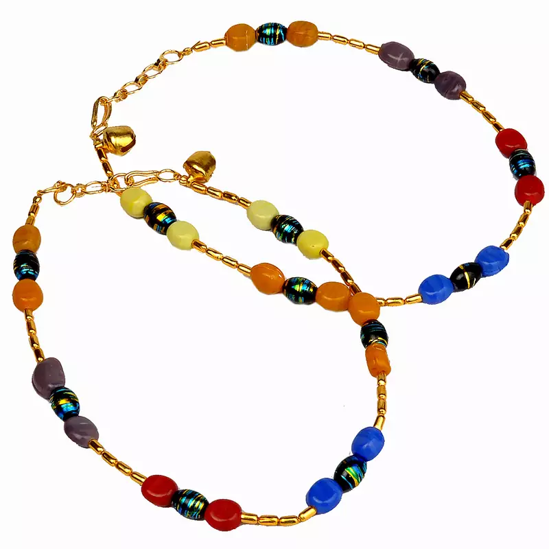 Traditional Multi-Color Ethnic Brass Payal Anklet