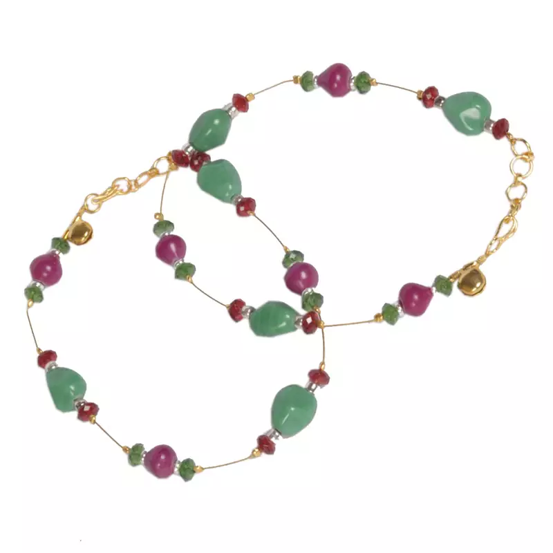 Rajasthani Red N Green Ethnic Brass Payal Anklet