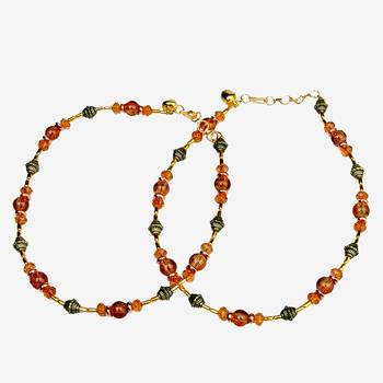Exotic Design Flattering Orange Brass Payal Anklet 1