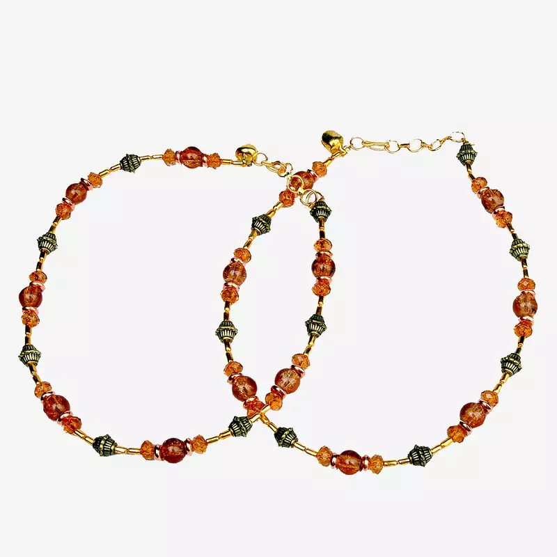 Exotic Design Flattering Orange Brass Payal Anklet