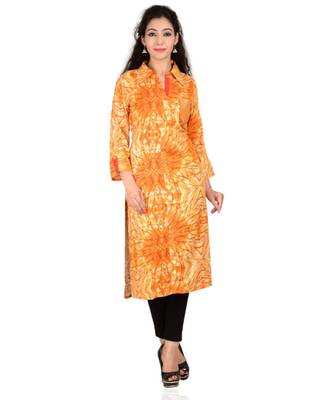 yellow printed Cotton stitched kurti 3