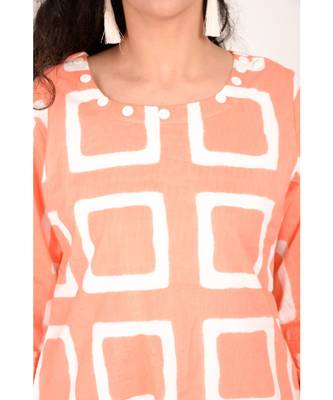 Peach printed Rayon stitched kurti 3