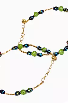 Graceful White N Green Designer Brass Payal Anklet