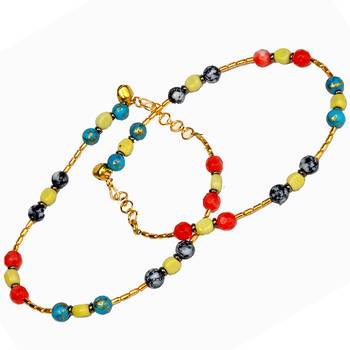 Fancy Designer Stylish Colorful Brass Payal Anklet 1