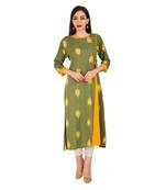 yellow  printed Rayon stitched kurti