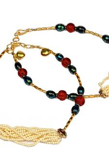 White Brown Jodhpuri Designer Brass Payal Anklet