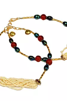White Brown Jodhpuri Designer Brass Payal Anklet