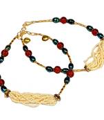 White Brown Jodhpuri Designer Brass Payal Anklet