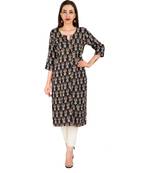 black  printed Cotton stitched kurti