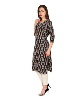black  printed Cotton stitched kurti 3