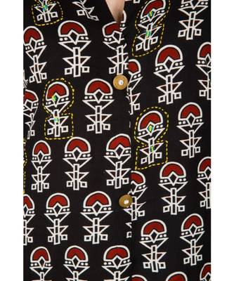 black  printed Cotton stitched kurti 4