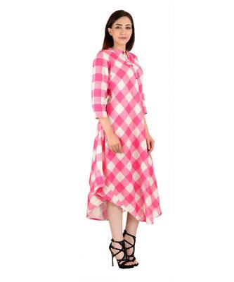 pink printed Cotton stitched kurti 1
