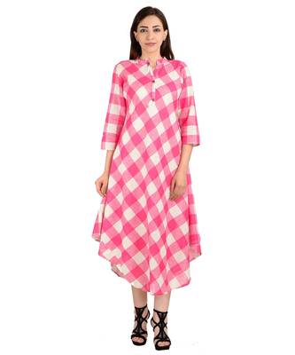 pink printed Cotton stitched kurti 3