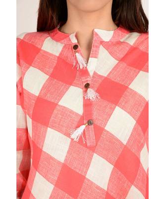 red printed Cotton stitched kurti 2