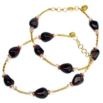 Gorgeous Golden Maroon Designer Brass Payal Anklet 1