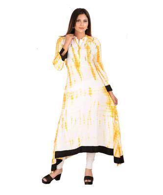yellow printed Rayon stitched kurti 3