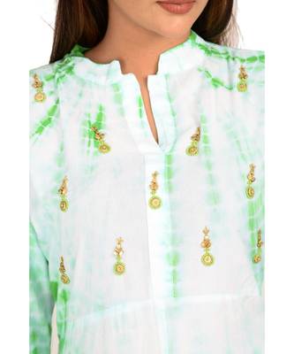 Green printed Rayon stitched kurti 2