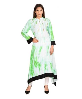 Green printed Rayon stitched kurti 3